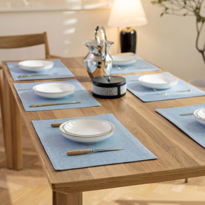 Demetex Blue Placemats Set of 6 Heat Resistant Farmhouse Burlap Placemats Washable Cloth Place Mat