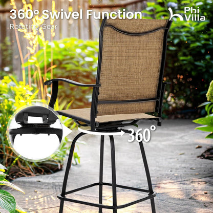 PHI VILLA 7 Piece High Patio Bar Dining Set, Bar Height Outdoor Table and Chairs Patio Furniture