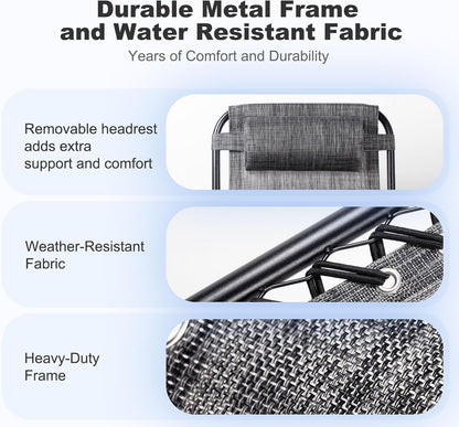 Nazhura Set of 2 Relaxing Recliners Patio Chairs Adjustable Steel Mesh Zero Gravity Lounge Chair