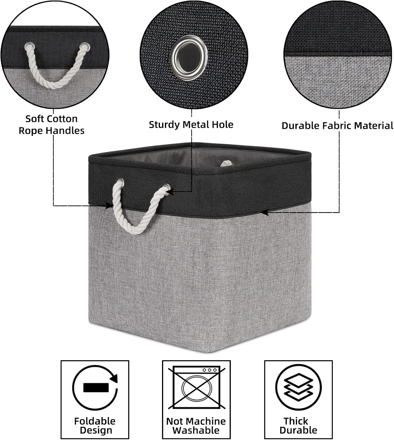 Bidtakay Fabric Cube Storage Bins for Organizing 13x13 Large Storage Baskets Decorative Storage
