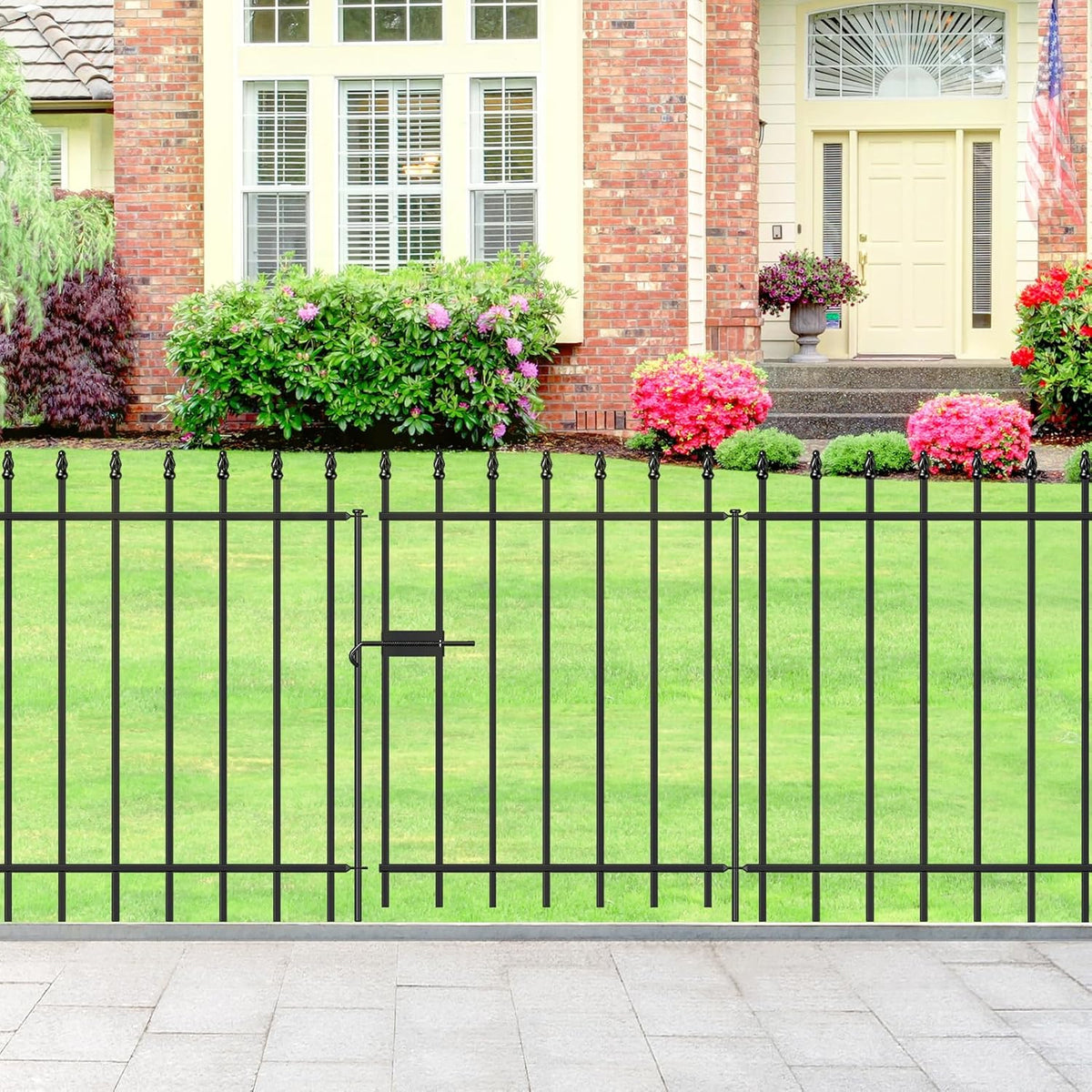 Metal Garden Fence with Gate 30 in H x 10 ft L, 1 Gate + 4 Panels Border Fence Panels Animal