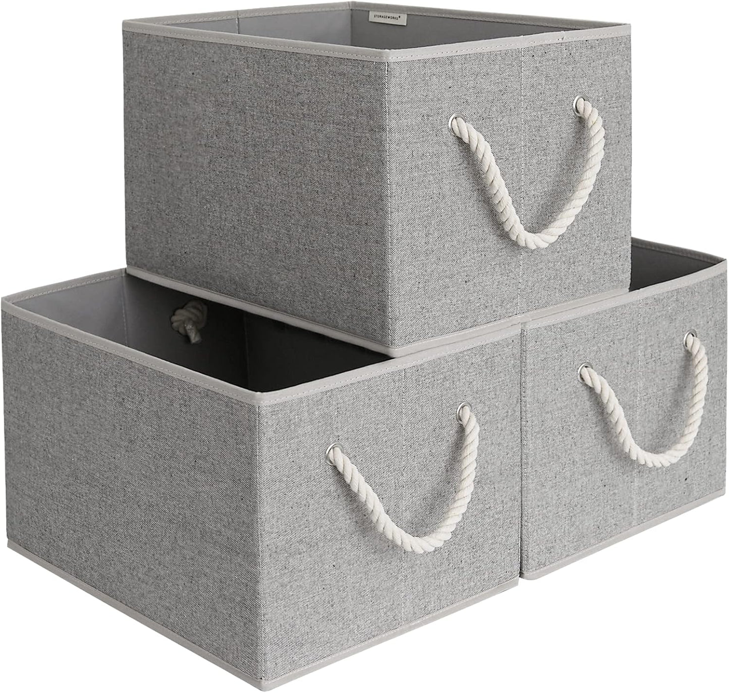 StorageWorks Storage Baskets for Shelves, Foldable Fabric Closet Storage Bins with Handles, Fabric