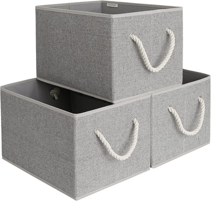 StorageWorks Storage Baskets for Shelves, Foldable Fabric Closet Storage Bins with Handles, Fabric