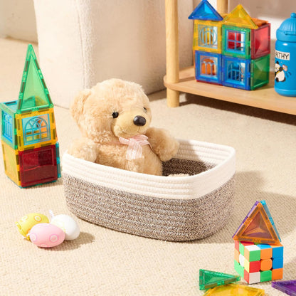 Small Storage Baskets for Organizing | Closet Organizer Bins | Shelf Toy Basket | Woven Rope