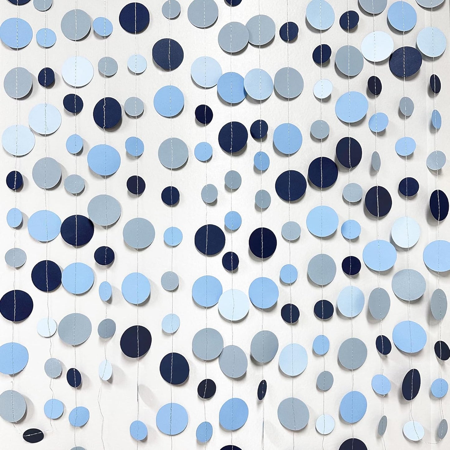 Dusty Blue Party Decorations Navy Blue Circle Dots Garland Gray Blue Hanging Paper Polka Dot