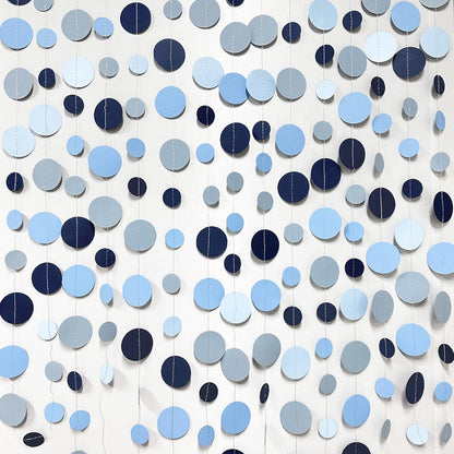Dusty Blue Party Decorations Navy Blue Circle Dots Garland Gray Blue Hanging Paper Polka Dot