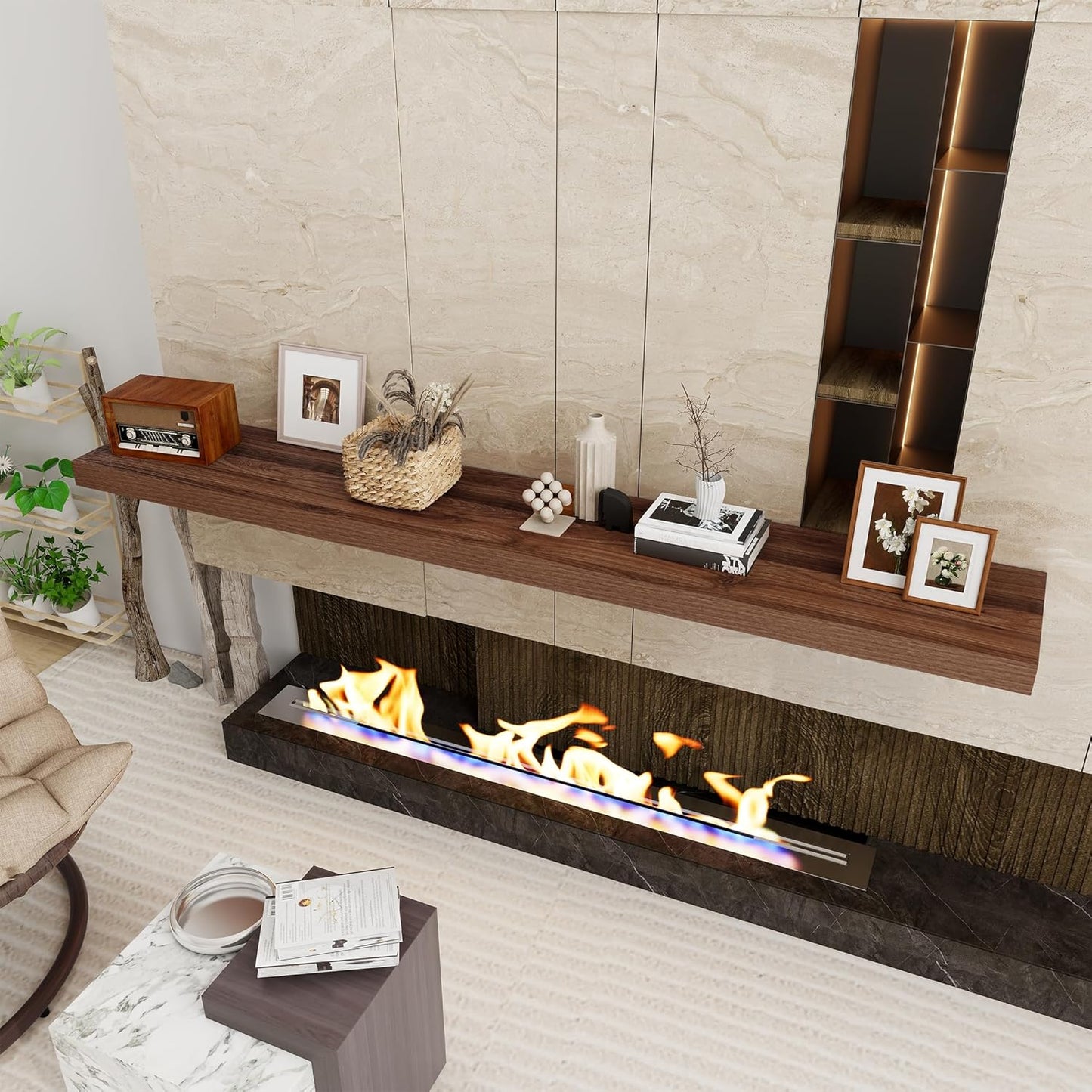 Fun Memories 72 Inch Floating Shelf, 12 Inch Deep Wall Shelf for Fireplace Mantel, Deep Storage