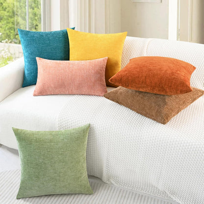 CaliTime Throw Pillow Covers Decorative 20 X 20 Inches Pack of 2 Cozy Chenille Cushion Cases for