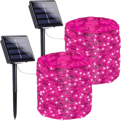 SANJICHA Pink Extra-Long Solar String Lights, 2-Pack 400 LED Solar Valentine Day Lights, Waterproof