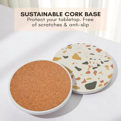 Terrazzo Drink Absorbent Coasters with Holder Set of 6, Ceramic Coaster for Drinks, Coffee Table