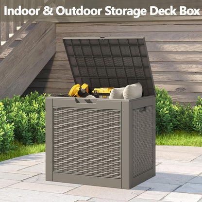 31 Gallon Deck Box, Resin Outdoor Storage Box, Waterproof and UV Resistant Deck Box, Lightweight