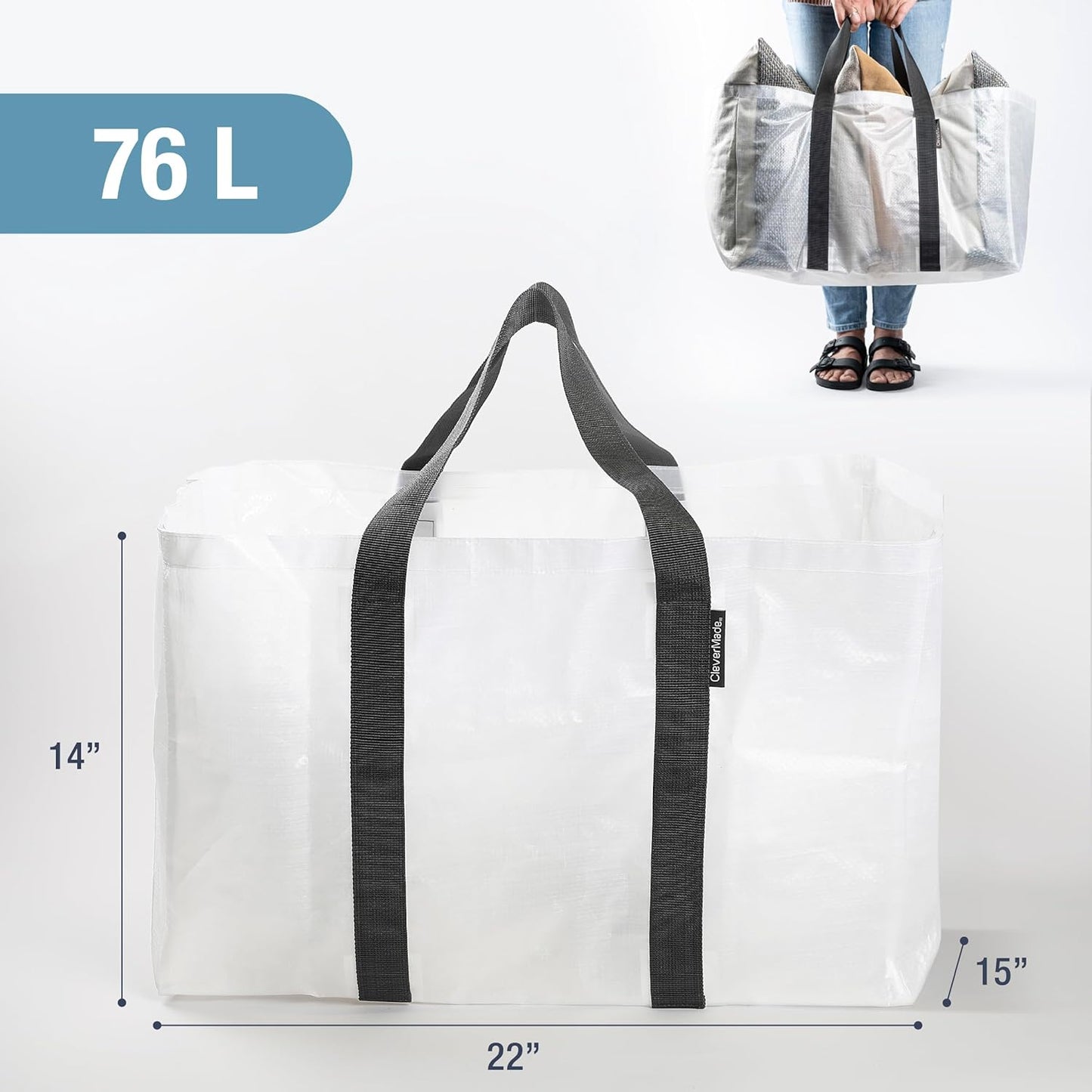 CleverMade Under Bed Storage Bag - Collapsible Storage for Shoes and Clothes Easy Use - Heavy Duty