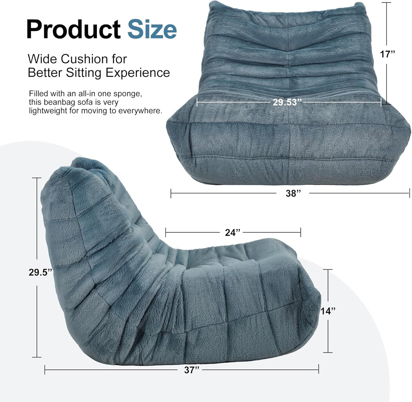 Bean Bag Chairs for Adults Giant Bean Bag Chair Memory Foam BeanBag Chair Big Bean Bag Sofa with