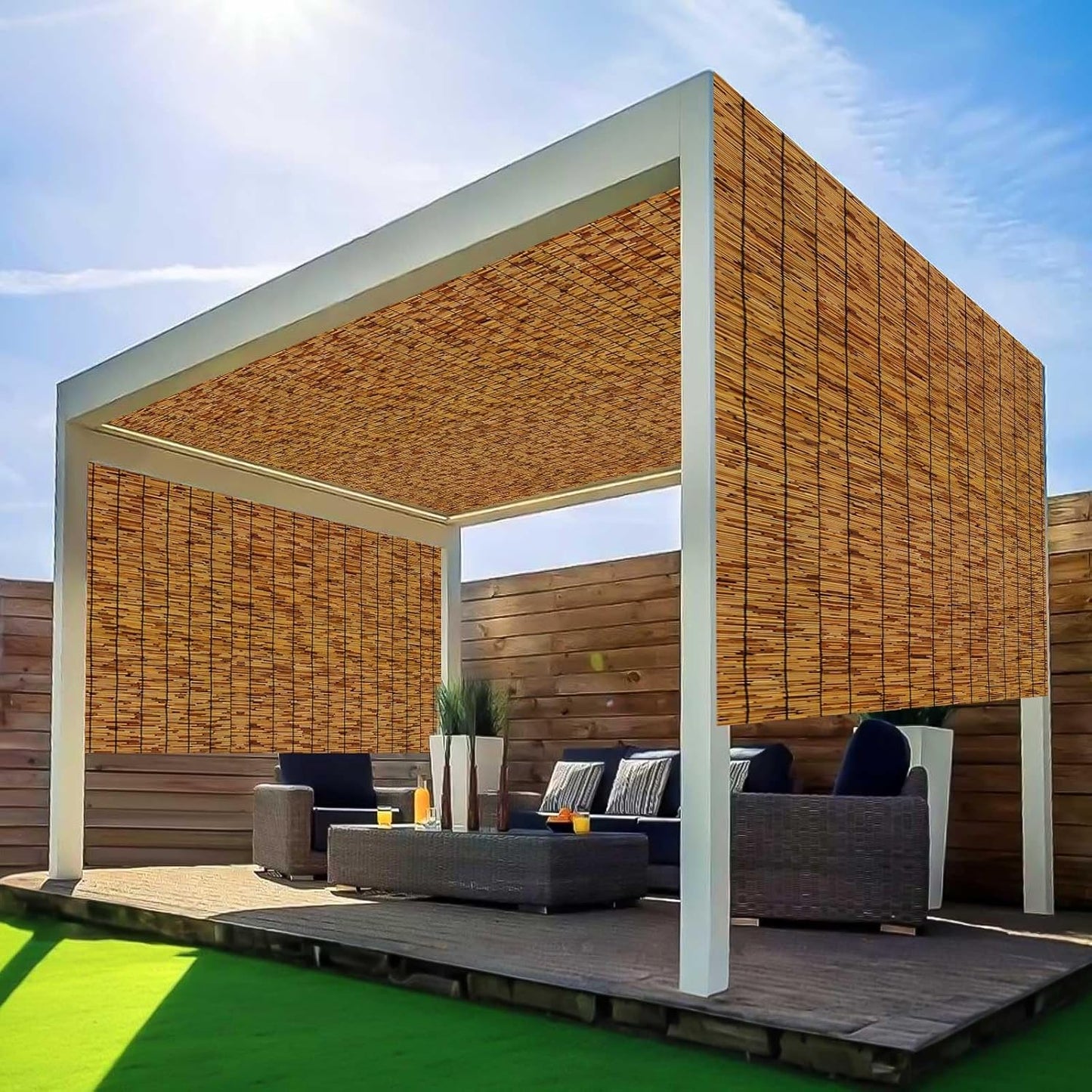 Bamboo Fencing–Handwoven,Bamboo Wall Panel Outdoor Privacy Reed Screening for