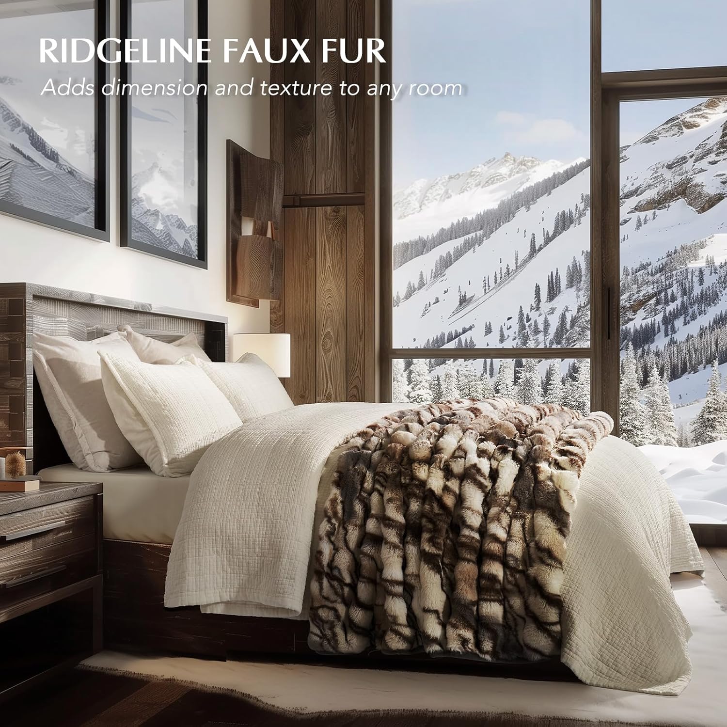 EVERGRACE Ultra Soft Luxury Fluffy Ridgeline Faux Rabbit Fur Throw Blanket, Thick Warm Bubble Throw