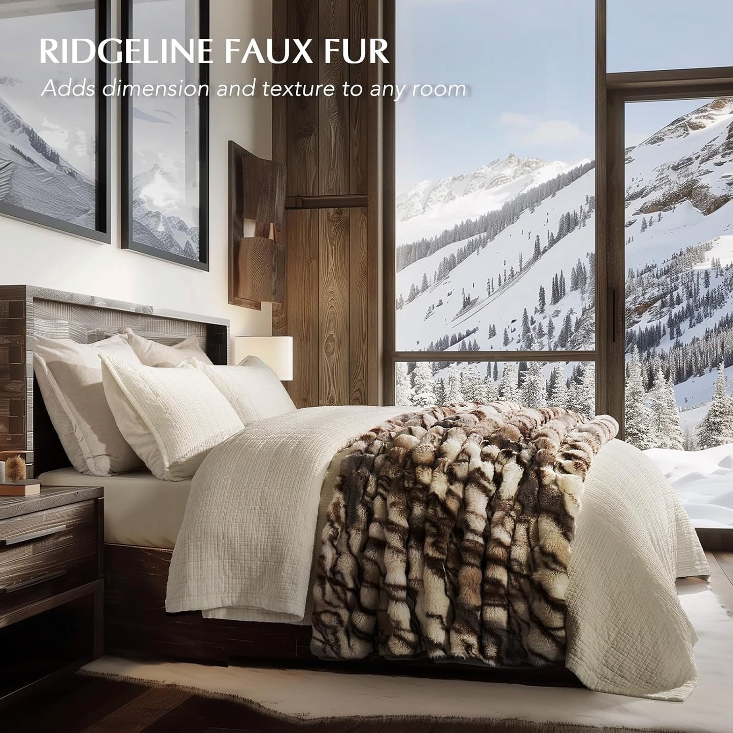 EVERGRACE Ultra Soft Luxury Fluffy Ridgeline Faux Rabbit Fur Throw Blanket, Thick Warm Bubble Throw