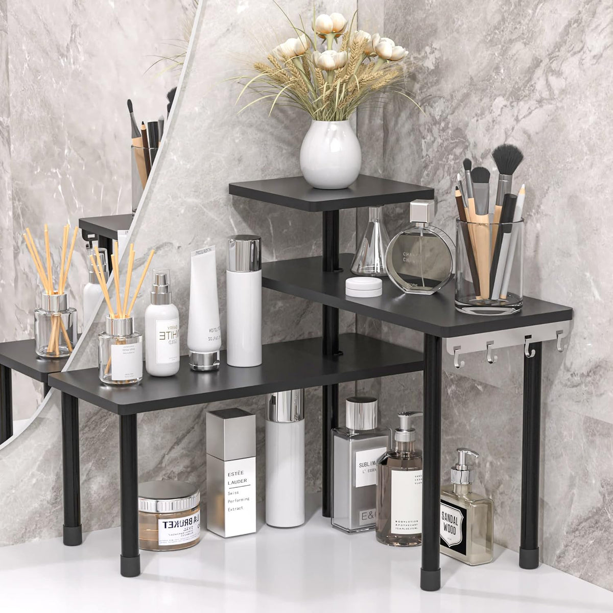 JayRex Countertop Corner Shelf, 3 Tier Shelf Moveable Organizer for Bathroom Counter, Make Up