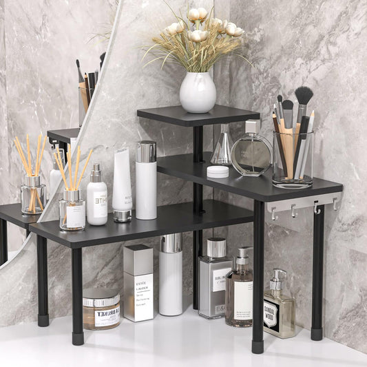 JayRex Countertop Corner Shelf, 3 Tier Shelf Moveable Organizer for Bathroom Counter, Make Up