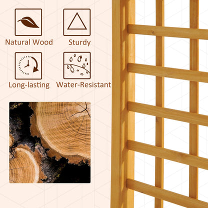 Outsunny 90in Wood Garden Arbor Arch with Trellis Wall for Climbing & Hanging Plants, Decor for