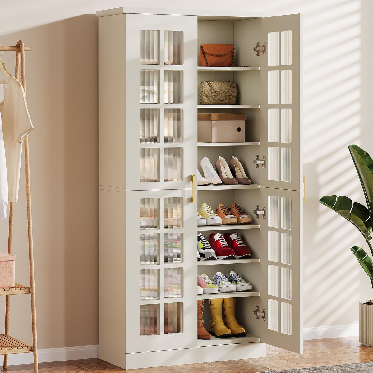 Tribesigns Tall Shoe Cabinet with Doors, 8-Tier Modern Shoe Storage Cabinet