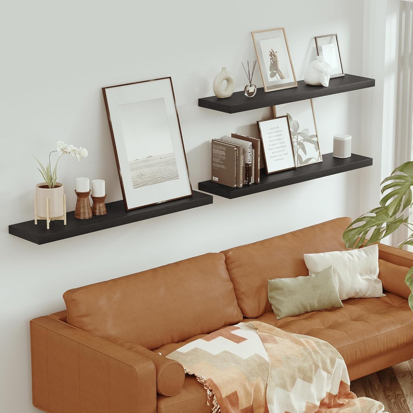 Single Floating Shelves 48 Inches, 48 x 10 inch Deep x 1.8 in Thick, Long Wall Shelves Heavy Duty