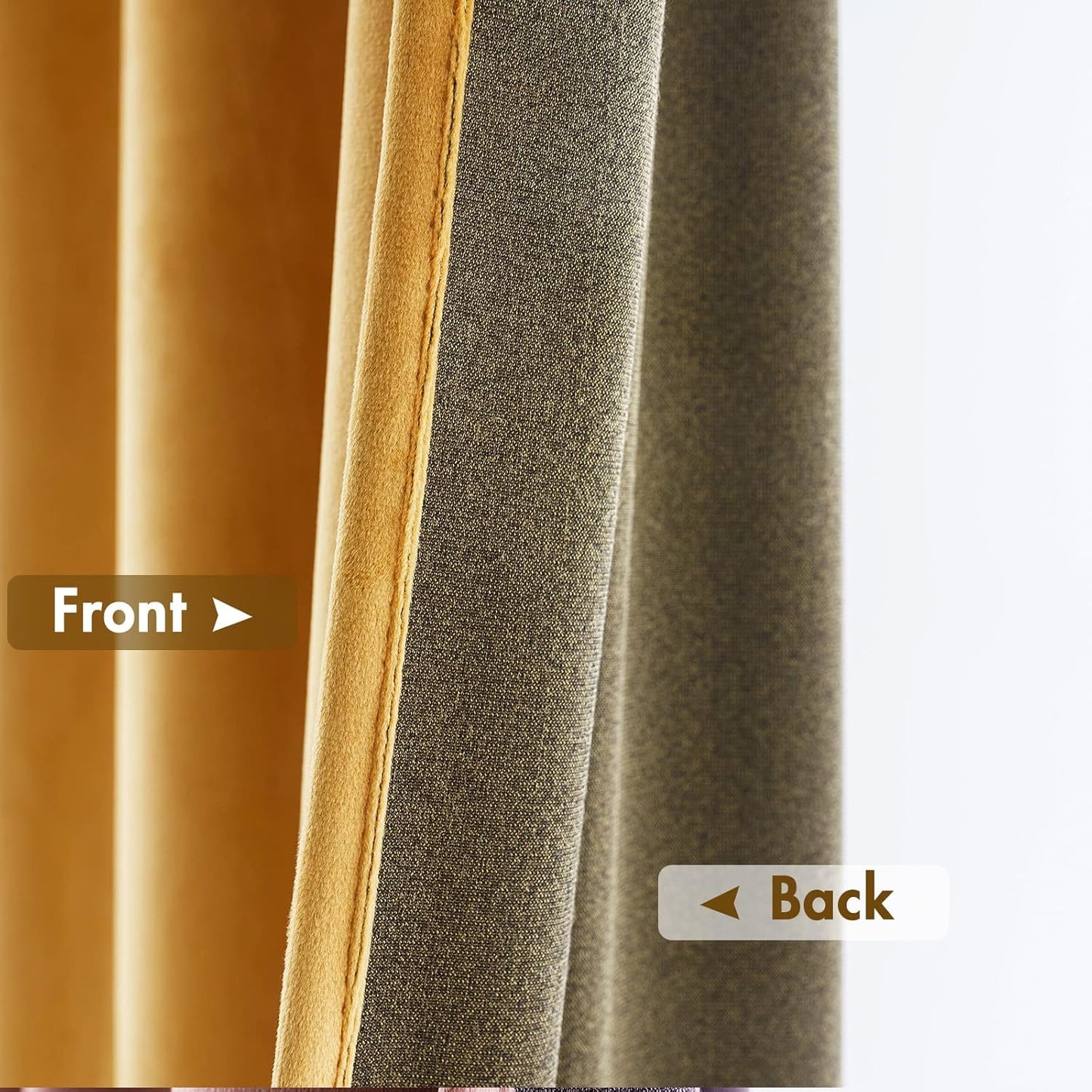 MIULEE Mustard Yellow Velvet Curtains Thermal Insulated Blackout Curtain Fall Drapes for Bedroom