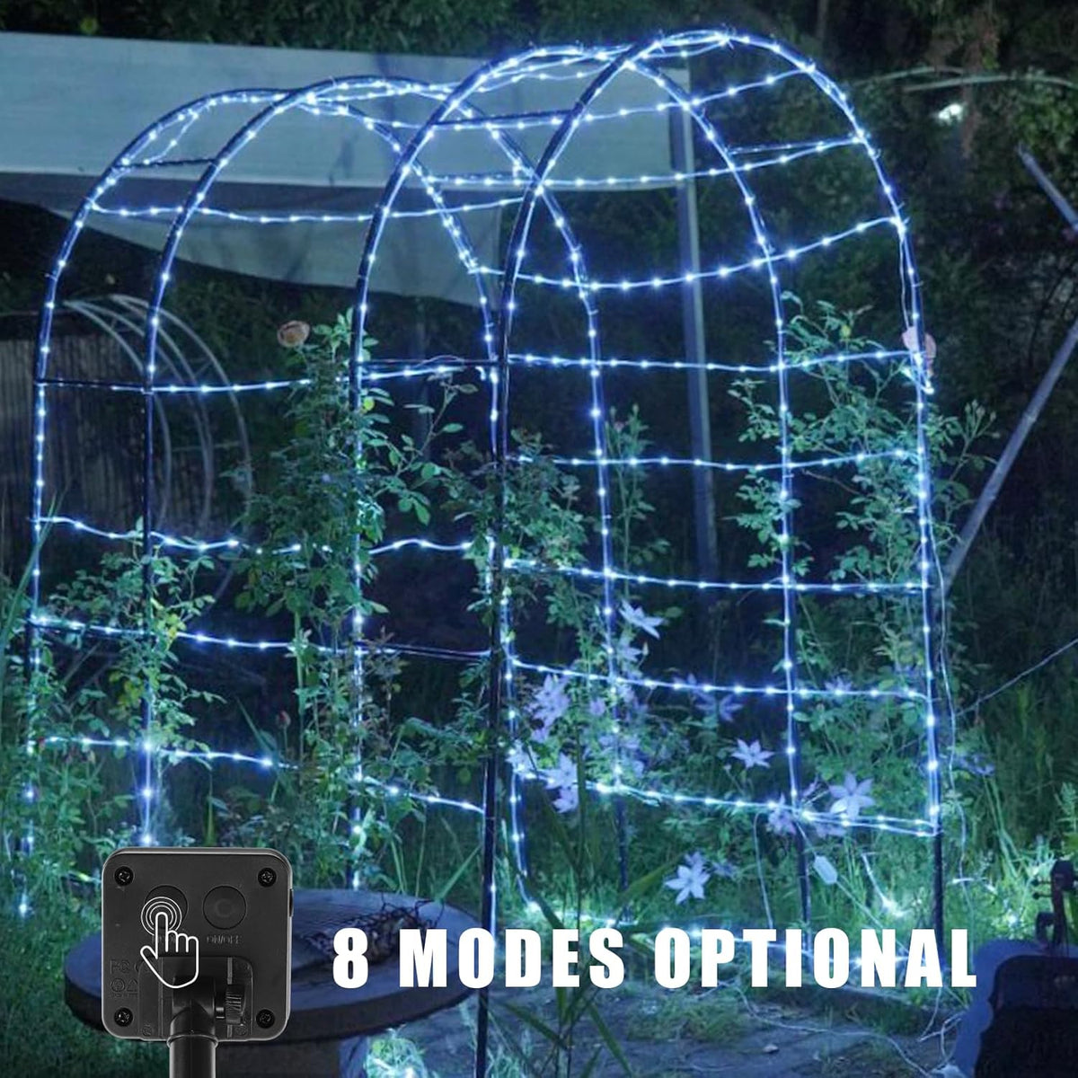 YEGUO 2 Packs Each 33ft 100 LED Solar Rope Lights Outdoor Waterproof, White String Lights for