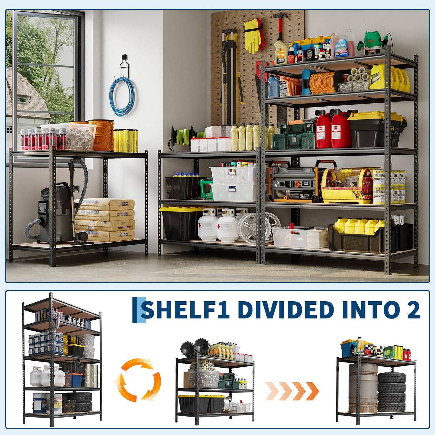 Garvee 5-Tier Storage Shelf 72" H 2 Pack Storage Shelving Unit