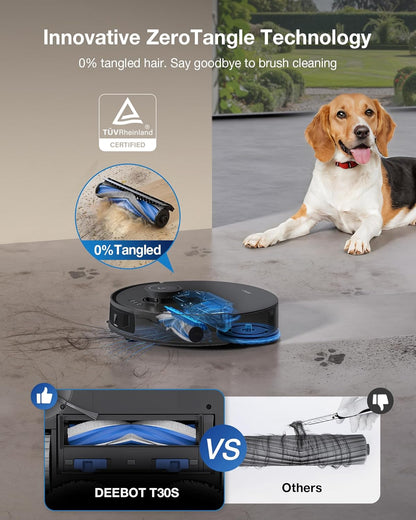 ECOVACS DEEBOT T30S Combo Robot Vacuum and Mop, All in One Cleaning Hub, 11000Pa, ZeroTangle