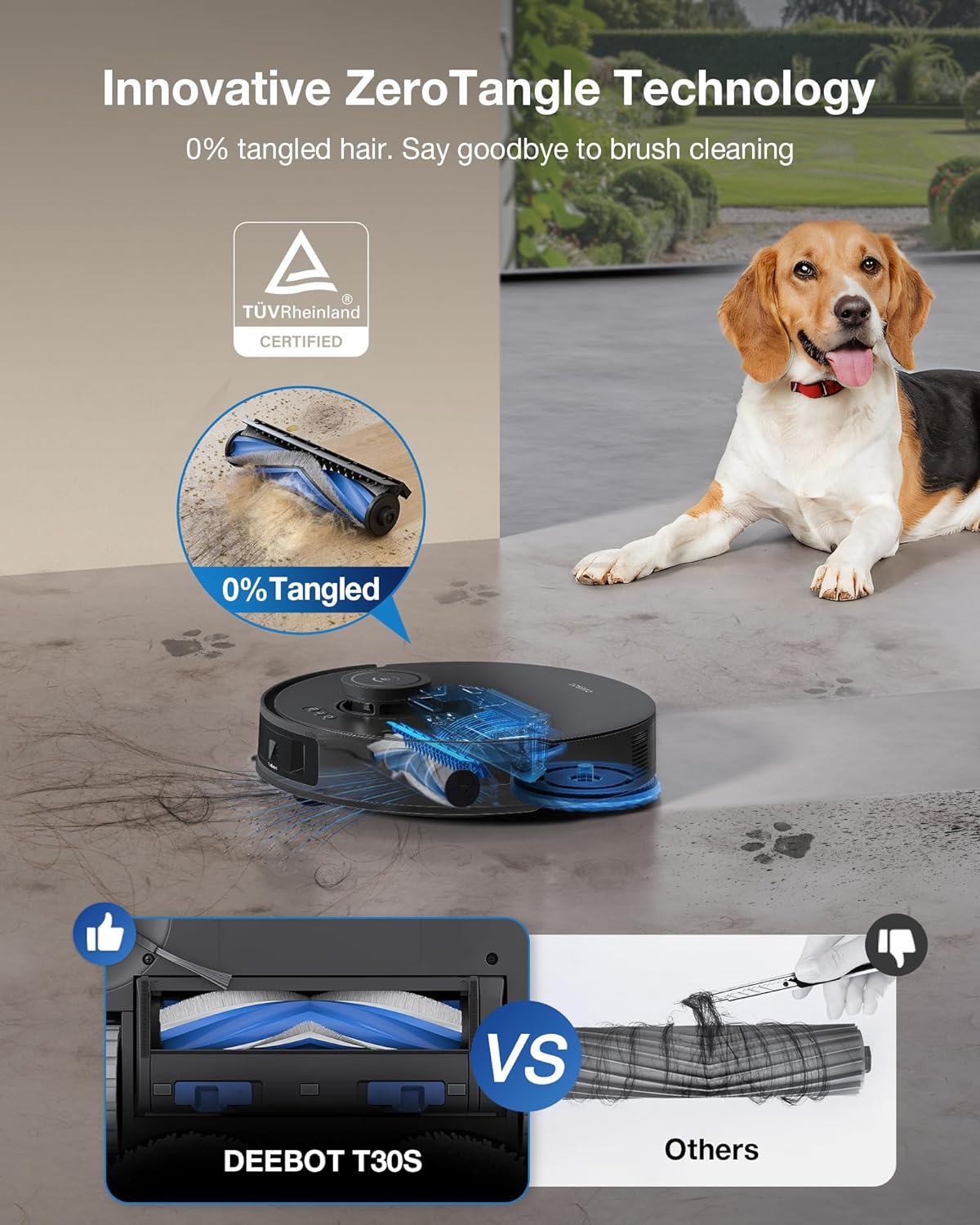 ECOVACS DEEBOT T30S PRO Robot Vacuum and Mop, 11000Pa, TruEdge Adaptive Edge Mopping, ZeroTangle