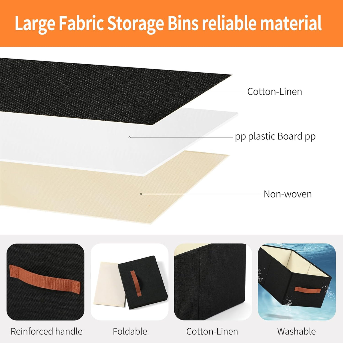 linen closet organizers and storage, 3 Pack Large Storage Baskets, Washable, Clothing Storage Bins