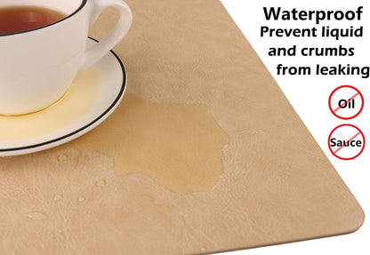 Faux Leather Placemats, Set of 6 PU Table Mats, Easy to Clean, Heat & Stain Resistant for Office