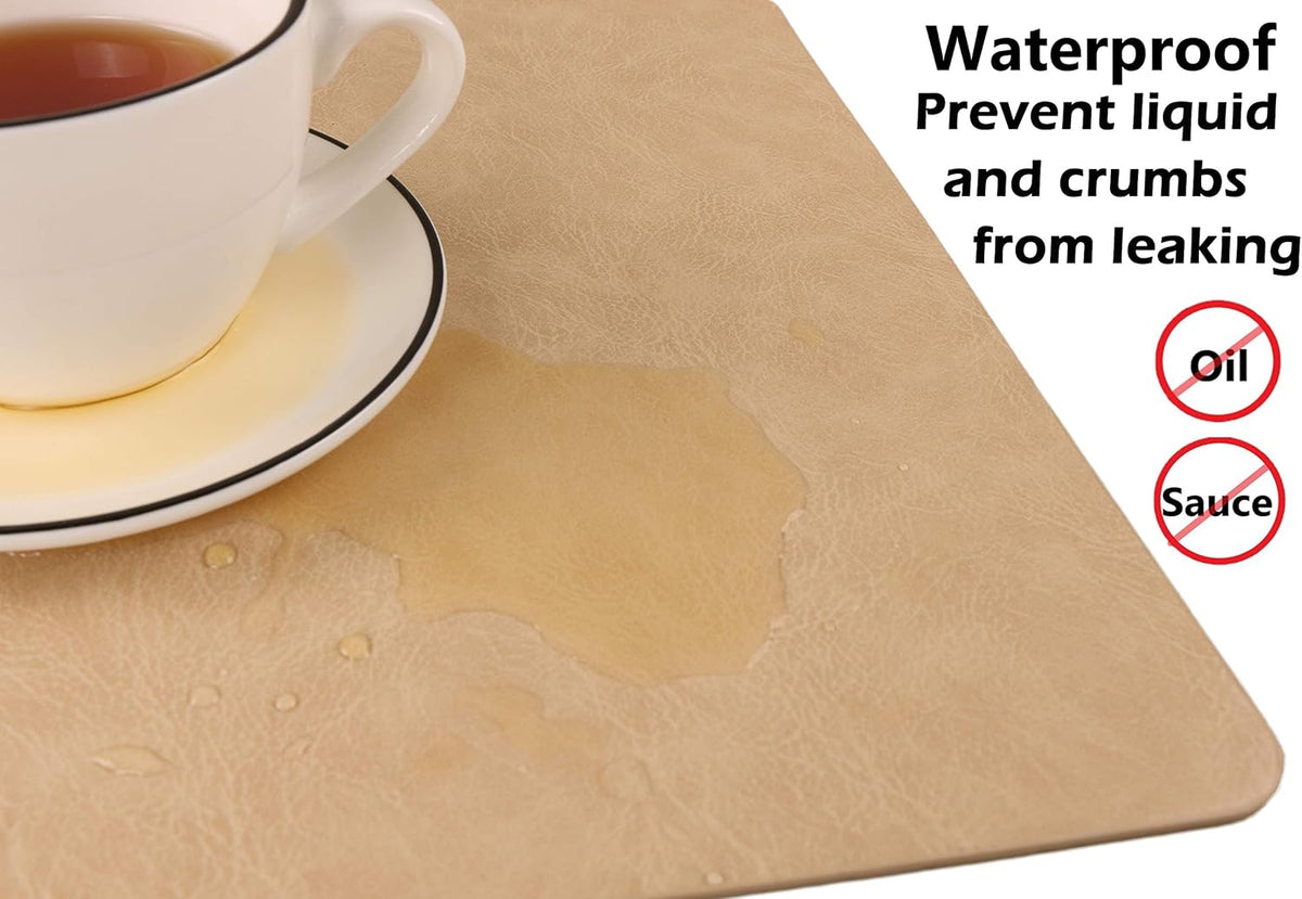 Faux Leather Placemats, Set of 4 PU Table Mats, Easy to Clean, Heat & Stain Resistant for Office