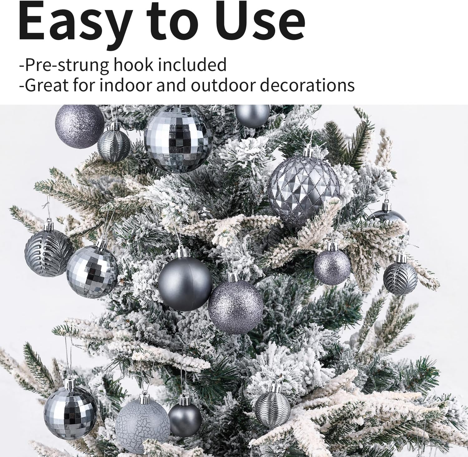 LANGXUN 36pcs Gery Christmas Tree Decorations Balls, Bolas De Navidad, 2025 Christmas Decor, Indoor