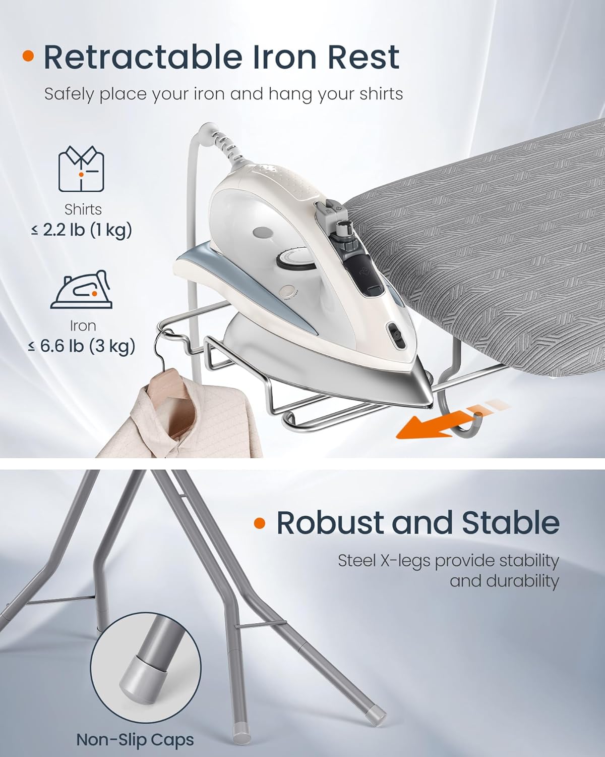 SONGMICS Ironing Board, Foldable Iron Board, Height Adjustable up to 35 Inches, with 4 Layered
