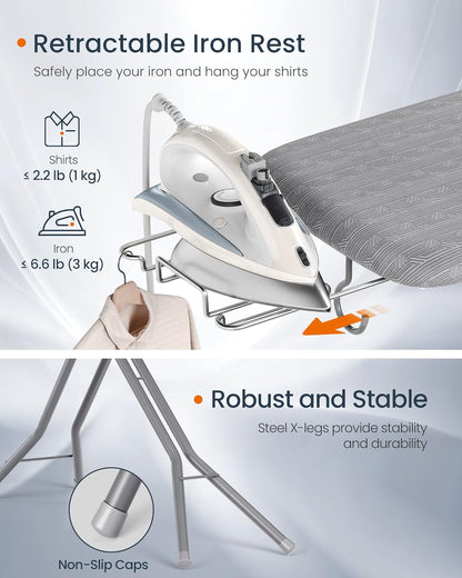SONGMICS Ironing Board, Foldable Iron Board, Height Adjustable up to 35 Inches, with 4 Layered