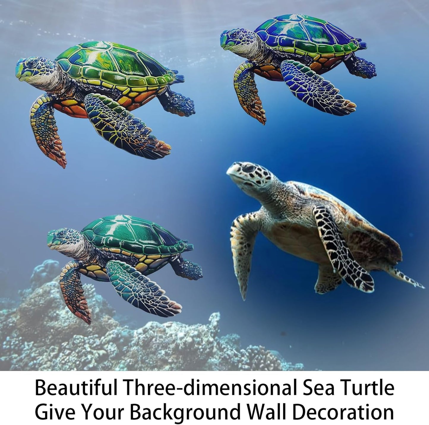 John's Studio 3Pcs Metal Turtle Sea Wall Decor Outdoor Garden Hanging Art Sculptures Home Ocean