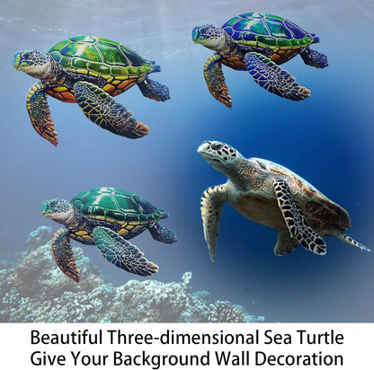 John's Studio 3Pcs Metal Turtle Sea Wall Decor Outdoor Garden Hanging Art Sculptures Home Ocean