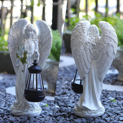 Solar Angel Outdoor Garden Decor Statues – 13.2 inches Solar Outdoor Sculptures for Outside Yard