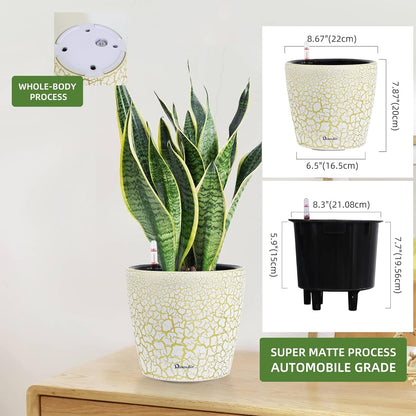 Dexceder 9x8 Inches Self Watering Planter Indoor Outdoor, Inner Pot Design, Thickened Table Flower