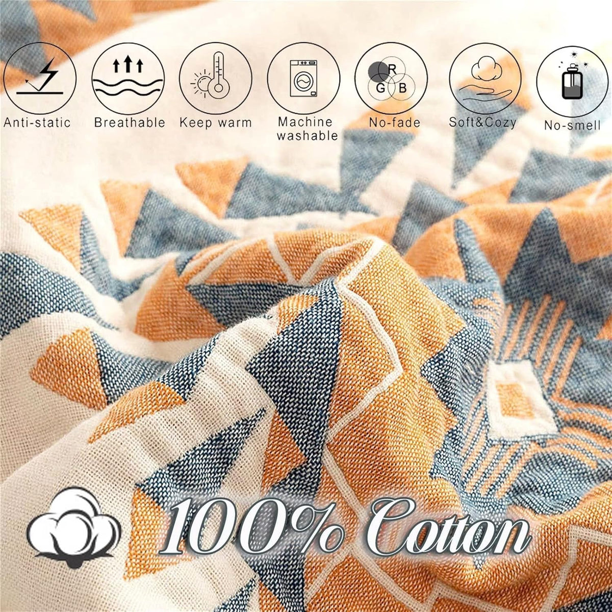 Spring Blankets Cotton Throw Blanket 60''x 80'' Muslin Blanket for Couch Bed Chair,Cozy Soft Bed