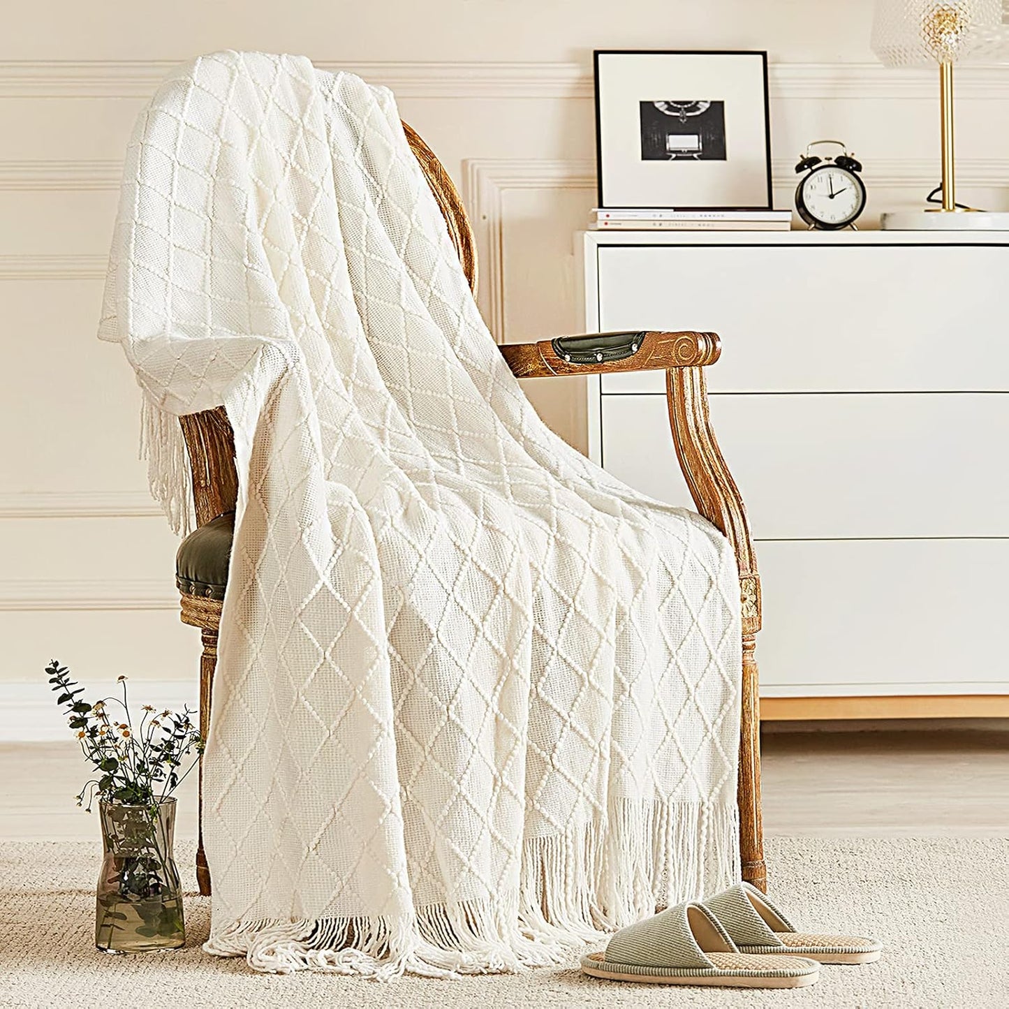 inhand Knitted Throw Blanket for Couch and Bed, Soft Living Room Home Decor Knitted Blanket with