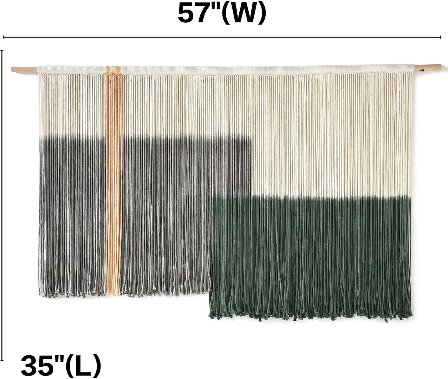 Macrame Wall Hanging Green Large Dip Dye Fiber Wall Art Bohemian Yarn Tapestry Wall Décor