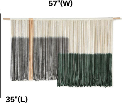 Macrame Wall Hanging Green Large Dip Dye Fiber Wall Art Bohemian Yarn Tapestry Wall Décor