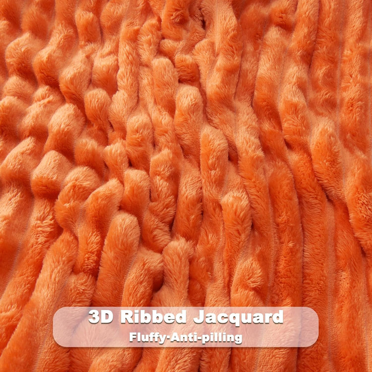 NEWCOSPLAY Super Soft Fall Queen Blanket Orange Premium Silky Flannel Fleece 3D Ribbed Jacquard