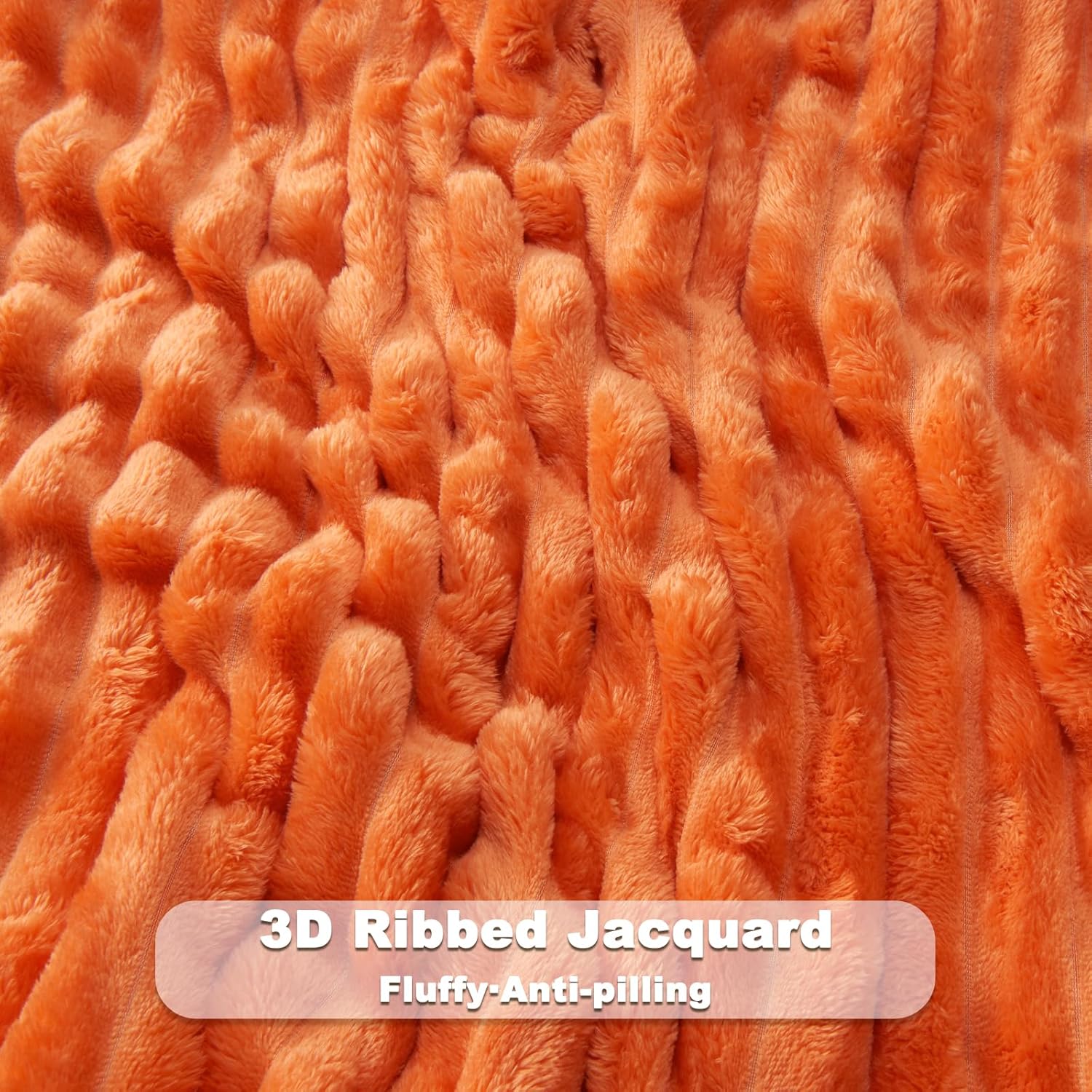 NEWCOSPLAY Super Soft Fall Queen Blanket Orange Premium Silky Flannel Fleece 3D Ribbed Jacquard