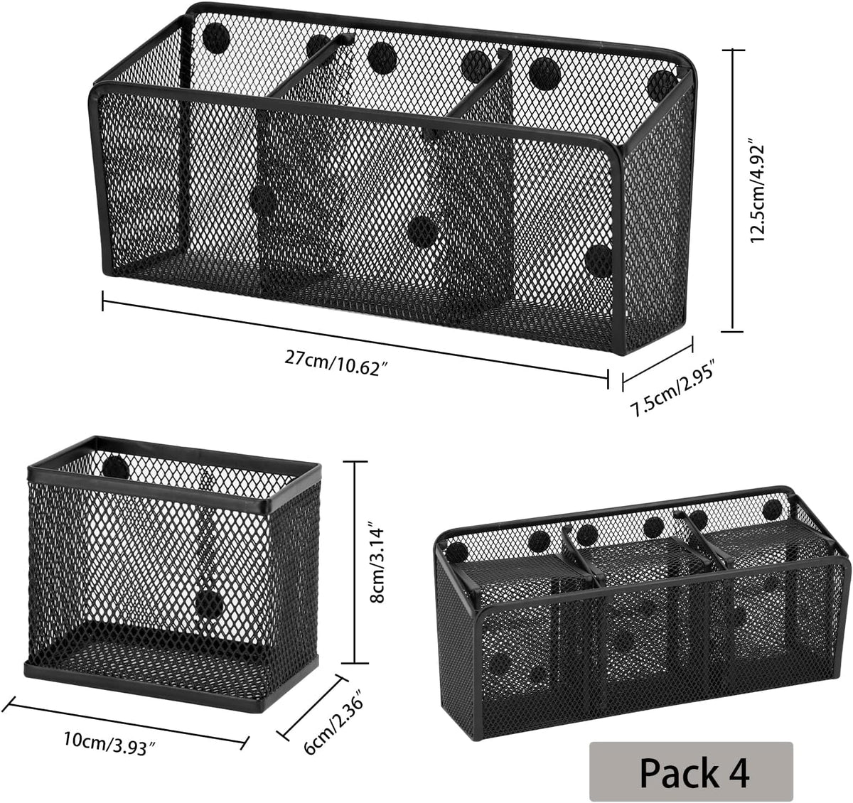 Neudeco Magnetic Pencil Holder, Locker Shelf Organizer, Metal Storage Basket for Whiteboard