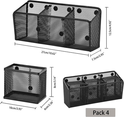 Neudeco Magnetic Pencil Holder, Locker Shelf Organizer, Metal Storage Basket for Whiteboard