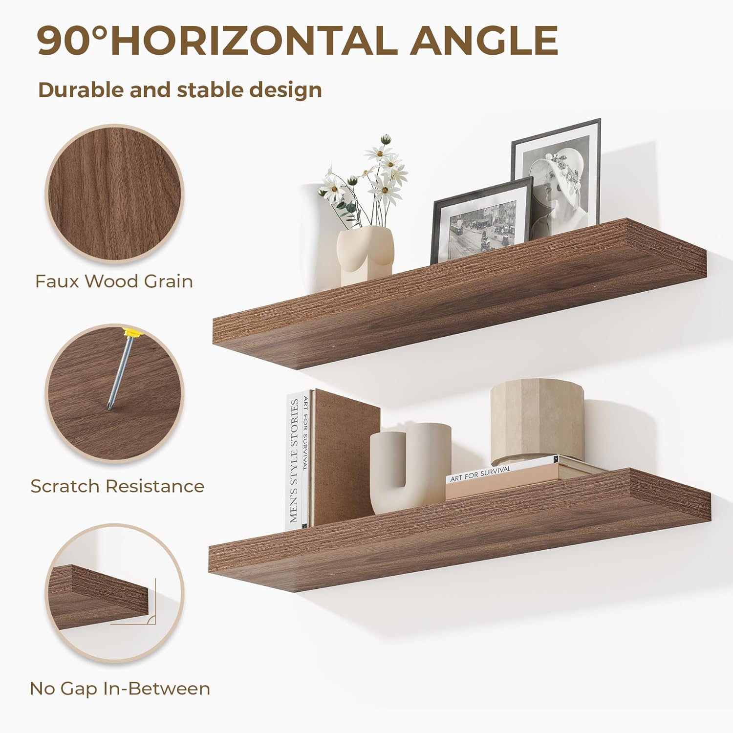 Dreamland 40 Inches Floating Shelves for Wall, 9.3" Deep Long Floating Shelves Set of 2, Large