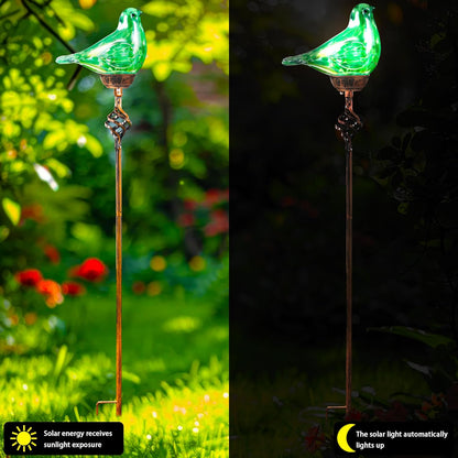 Decorative Solar Lights Outdoor Solar Bird Stake Lights Hand Blown Glass Decorative Garden Pathway